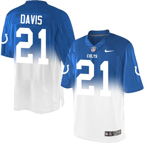 Men's Elite Vontae Davis Nike Jersey Royal Blue/White - #21 Fadeaway NFL Indianapolis Colts